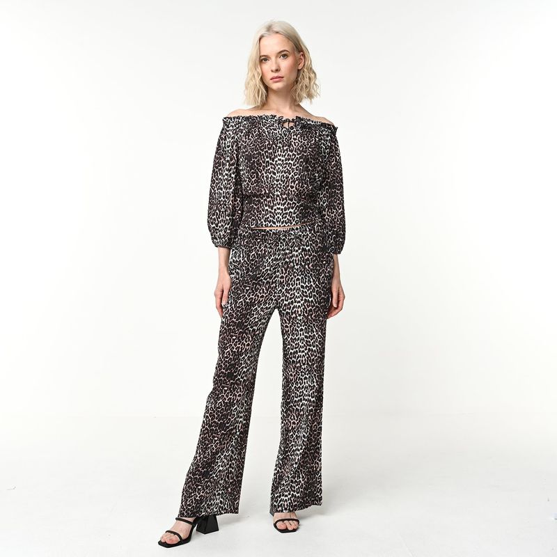 UNIVERSITY CLUB - Pantalón Wide Leg Mujer Tiro alto con Ojalillo University Club