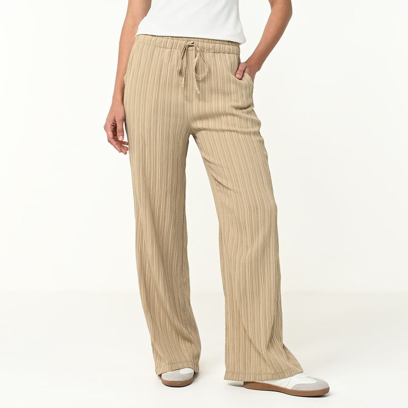 UNIVERSITY CLUB - Pantalón Wide Leg Mujer Tiro alto con Ojalillo University Club