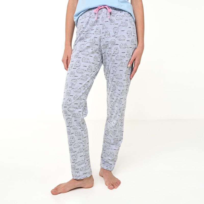 SYBILLA - Pantalón de pijama Mujer Largo de Algodón Sybilla