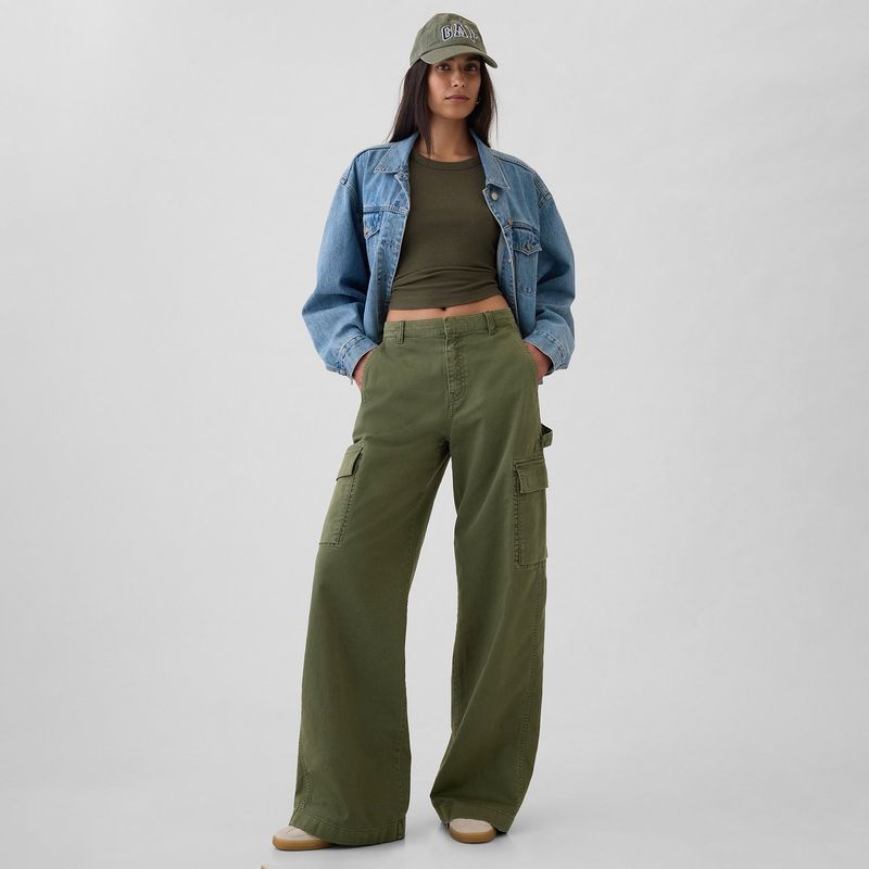 GAP - Pantalón Cargo Mujer Tiro medio de Algodón GAP