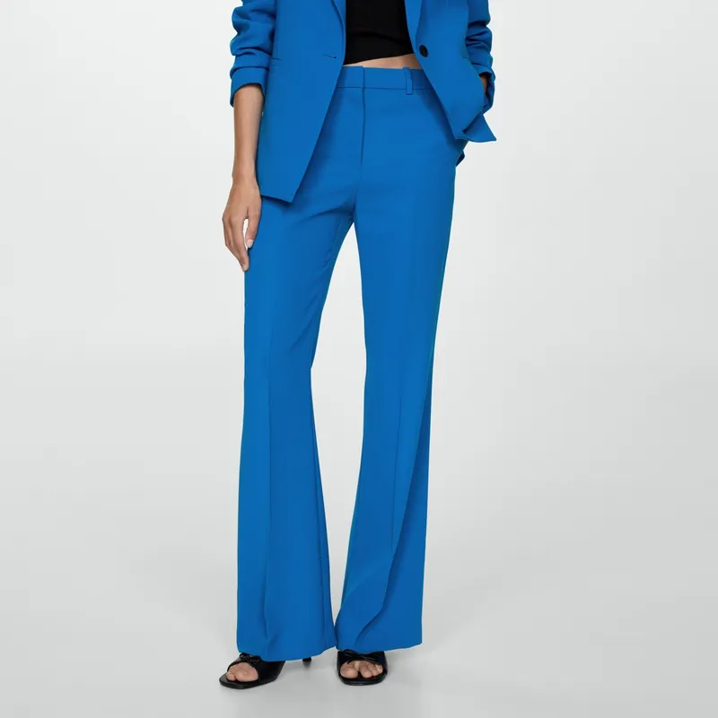 MANGO - Pantalón Wide Leg Mujer Tiro medio MANGO