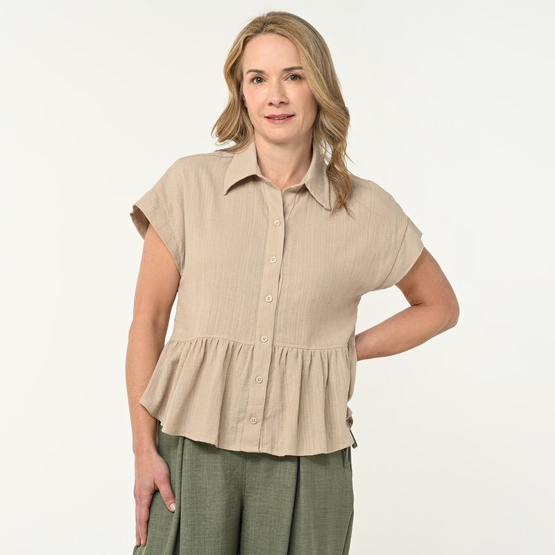 NEWPORT - Camisa Mujer Manga corta de Algodón Newport