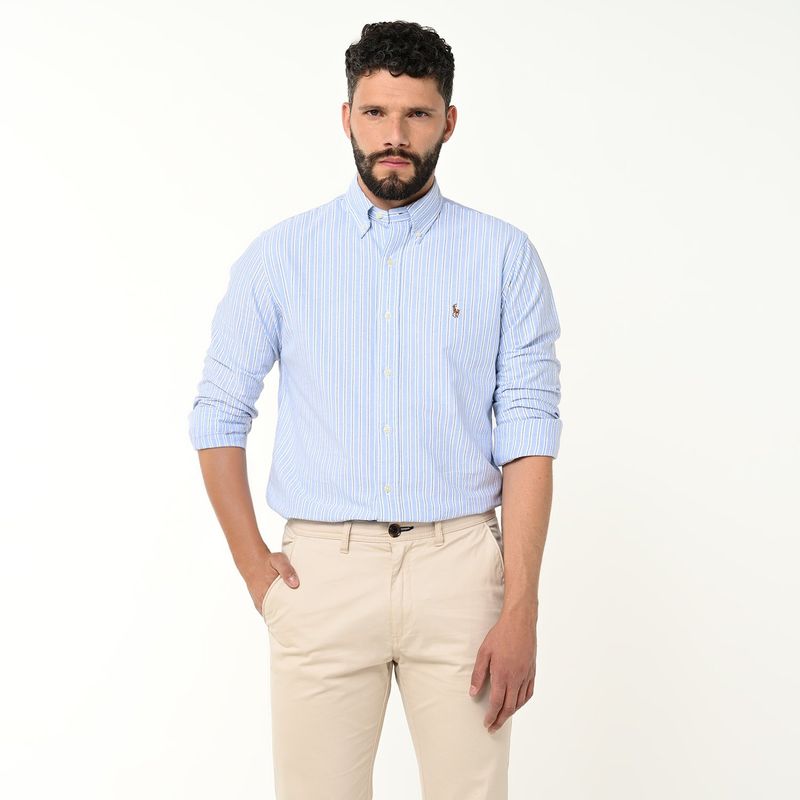 POLO RALPH LAUREN - Camisa Hombre de Rayas Manga larga de Algodón Custom Fit Polo Ralph Lauren