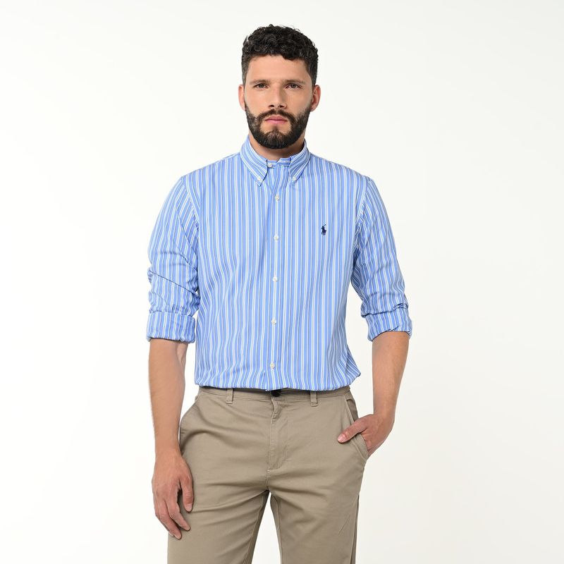 POLO RALPH LAUREN - Camisa Hombre de Rayas Manga larga Slim de Algodón Polo Ralph Lauren