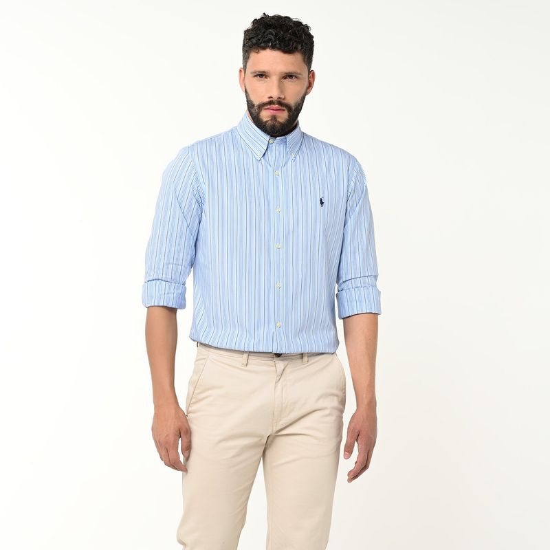 POLO RALPH LAUREN - Camisa Hombre de Rayas Manga larga Slim de Algodón Polo Ralph Lauren