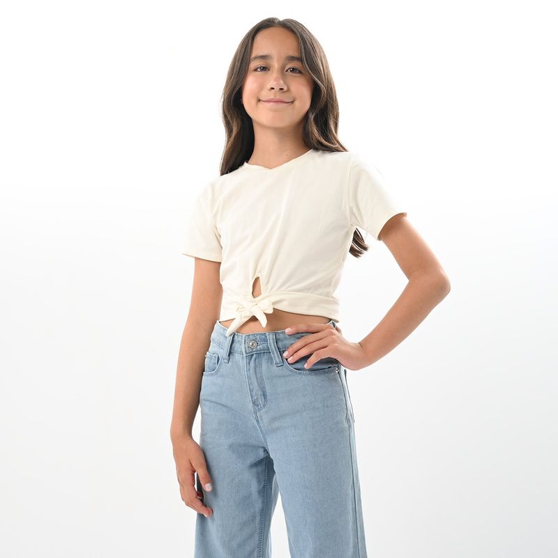 ELV - Camiseta Niña Anudada Manga corta Algodón ELV