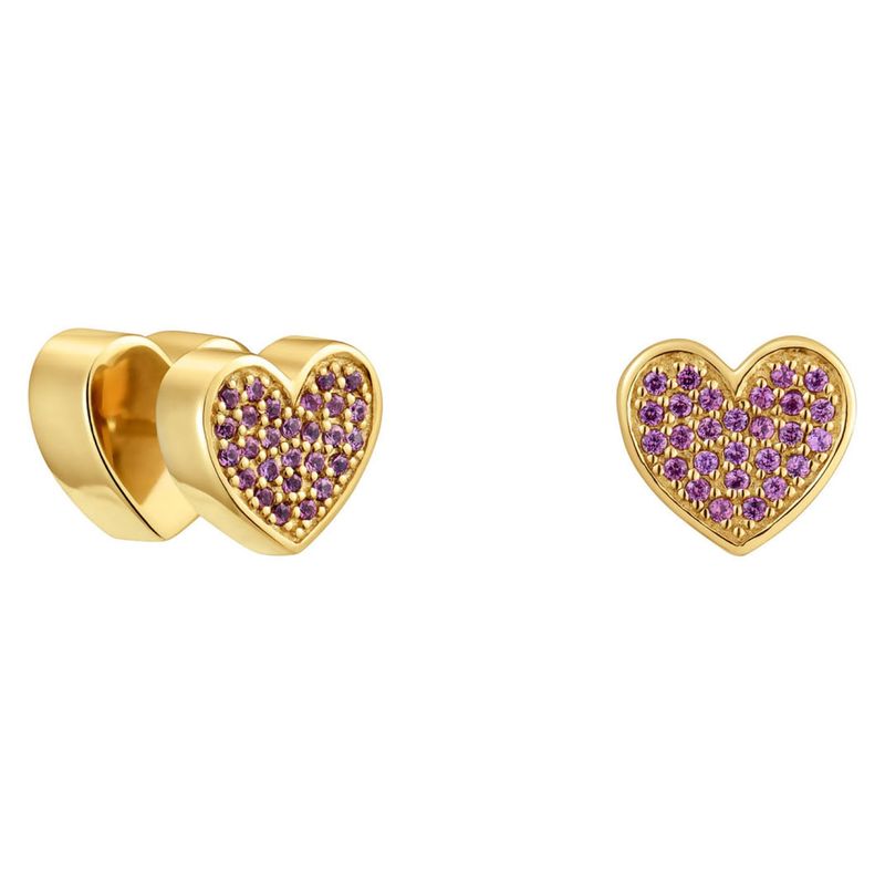 TOUS - Aretes corazón con baño de oro 18 kt sobre plata y rodolitas TOUS 1951