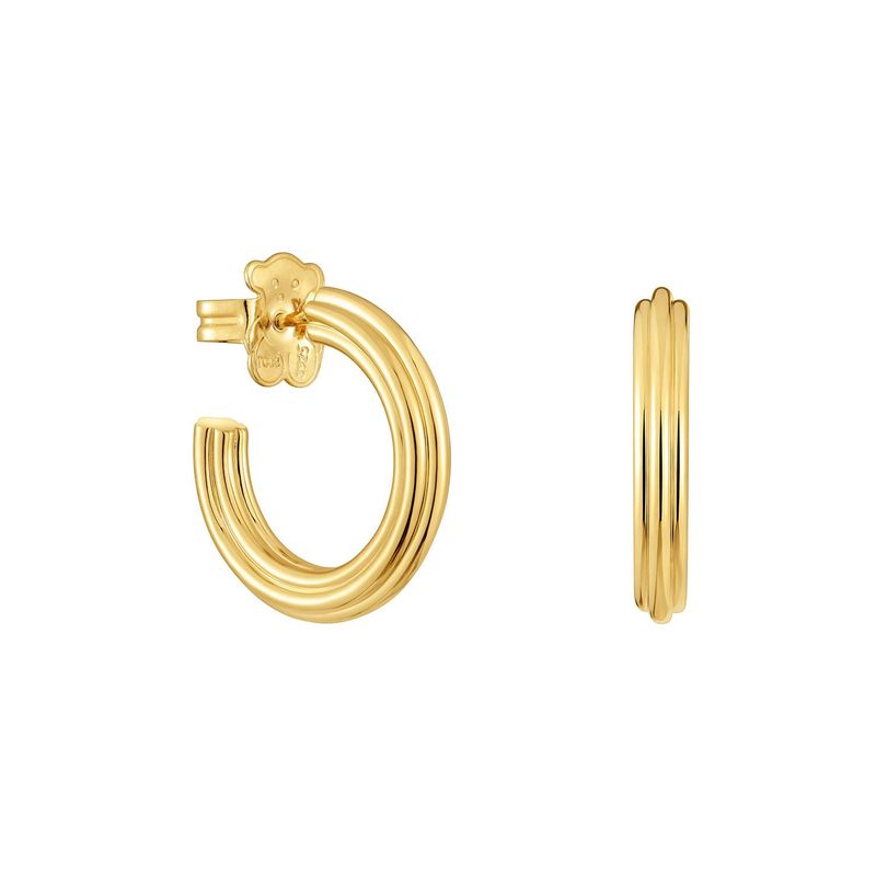 TOUS - Aretes de aro con baño de oro 18 kt sobre plata y motivo flor TOUS 1950