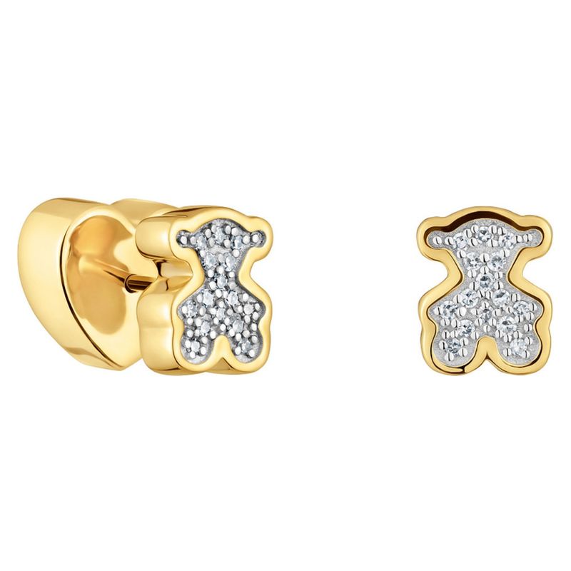 TOUS - Aretes oso con baño de oro 18 kt sobre plata y diamantes TOUS 1950