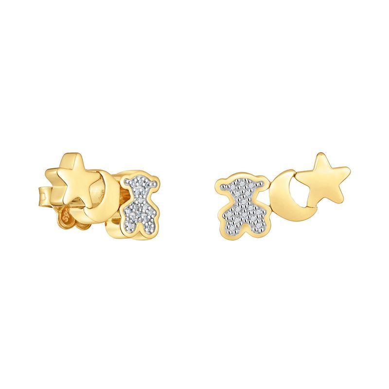 TOUS - Aretes trepadores con baño de oro 18 kt sobre plata y diamantes TOUS 1950