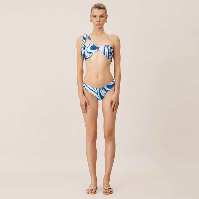 ONDA DE MAR - Top de vestido de baño Shamsi asimétrico con estampado Onda de Mar