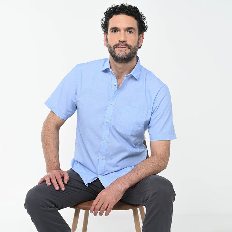 NEWPORT - Camisa Hombre Manga corta Recto de Algodón Newport