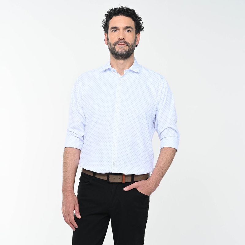 NEWPORT - Camisa Hombre con Estampado Manga larga Recto de Algodón Newport