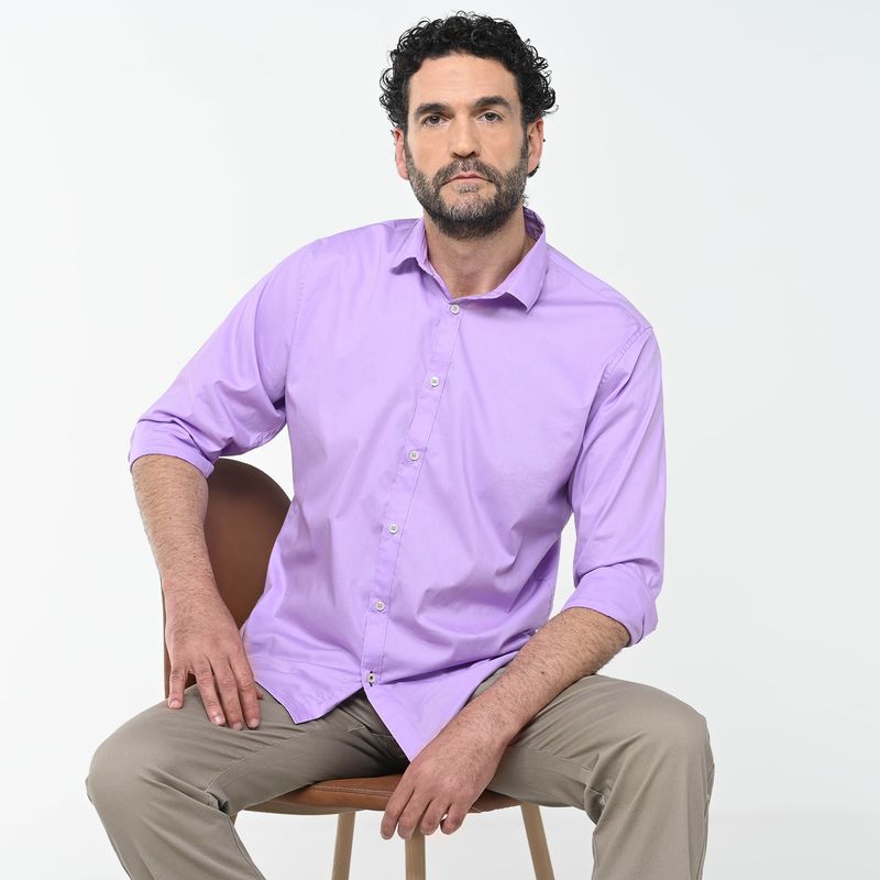 NEWPORT - Camisa Hombre de Rayas Manga larga Recto de Algodón Newport