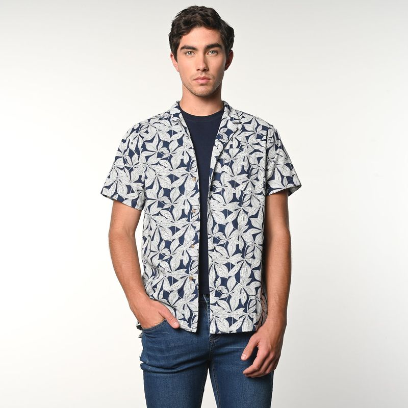 DENIMLAB - Camisa Hombre con Estampado Manga corta de Algodón Denimlab