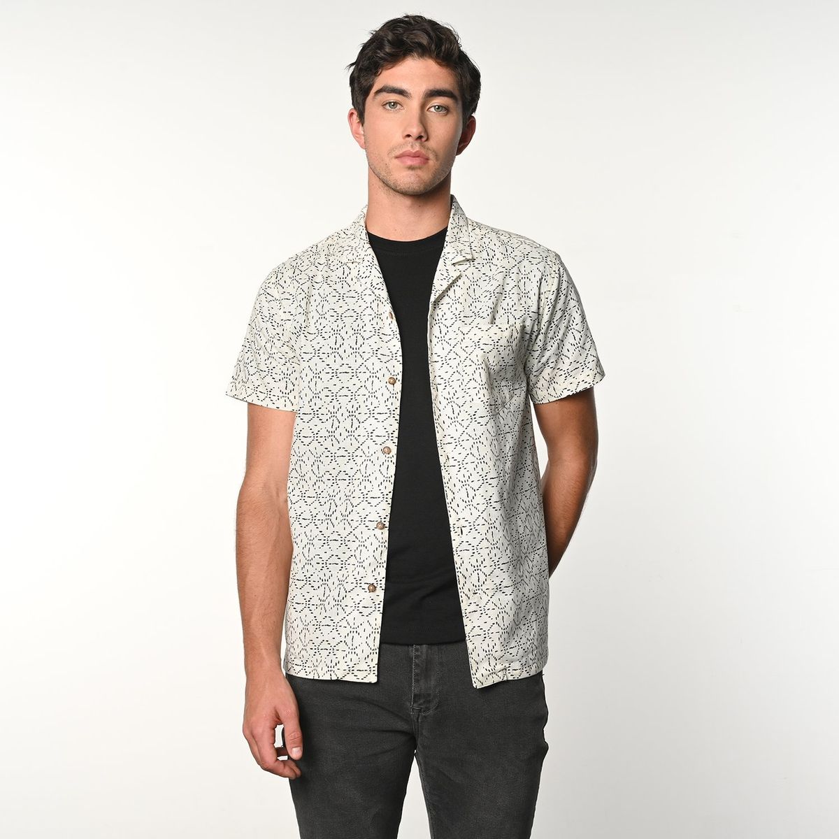 DENIMLAB - Camisa Hombre con Estampado Manga corta de Algodón Denimlab