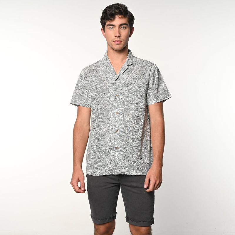 DENIMLAB - Camisa Hombre con Estampado Manga corta de Algodón Denimlab