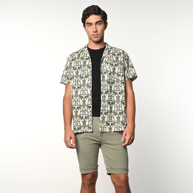 DENIMLAB - Camisa Hombre con Estampado Manga corta de Algodón Denimlab
