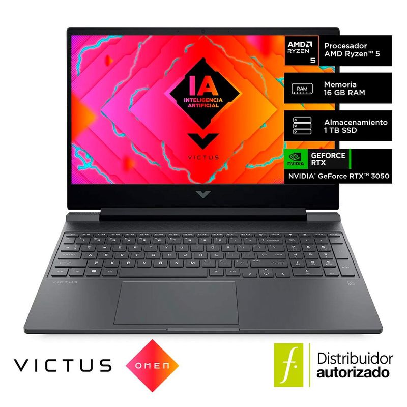 HP - Portátil HP Victus Gaming | AMD Ryzen 5 con IA | 16GB RAM | 1TB SSD Almacenamiento| NVIDIA® GeForce RTX¿ 3050 | Windows 11 | 15 pulgadas | 15-fb2015la | Computador portátil gaming