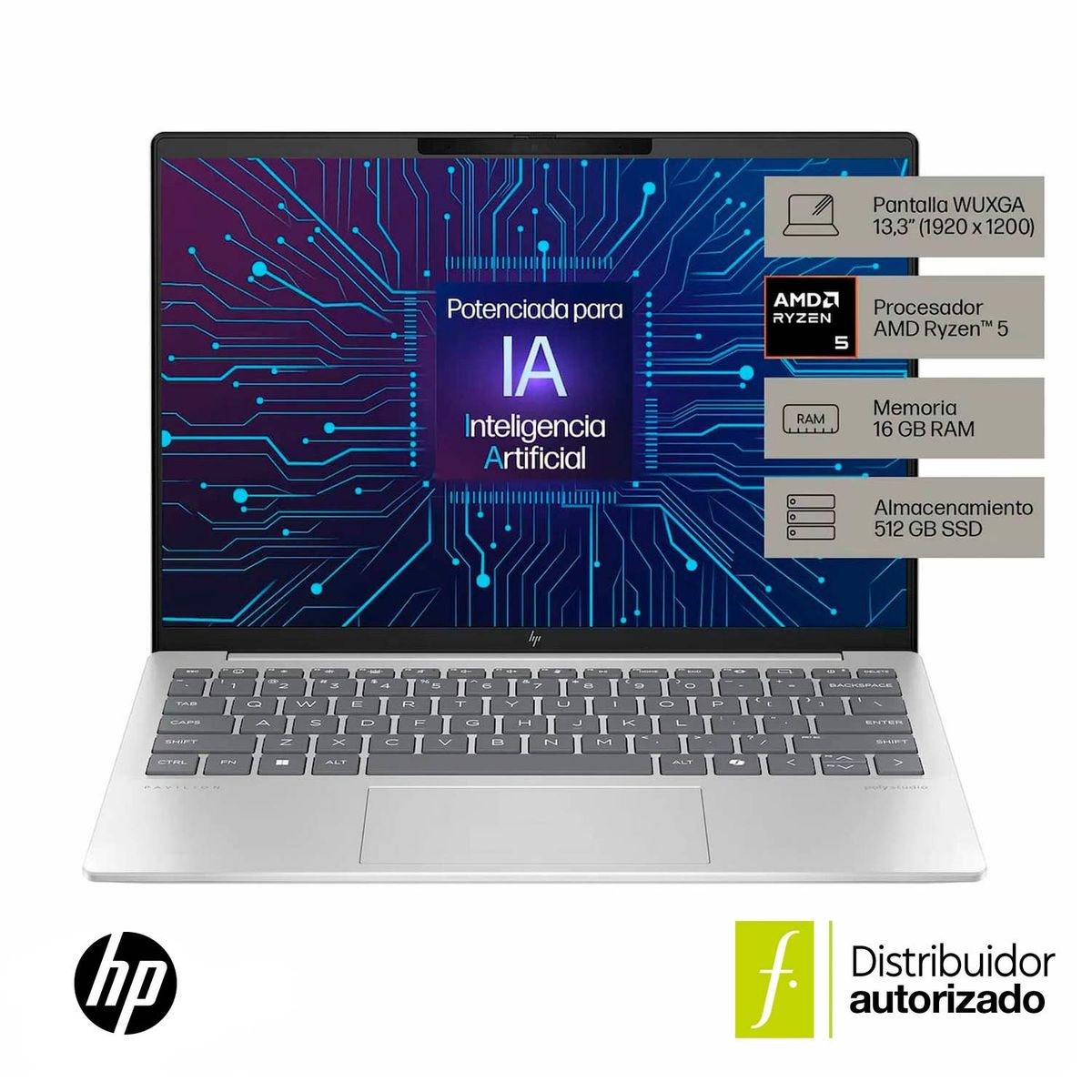 HP - Portátil HP Pavilion Aero | AMD Ryzen 5 con IA | 16GB RAM | 512GB SSD Almacenamiento| Windows 11 | 13 pulgadas | 13-bg0002la | Computador portátil