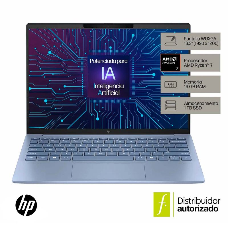 HP - Portátil HP Pavilion Aero | AMD Ryzen 7 con IA | 16GB RAM | 1TB SSD Almacenamiento| Windows 11 | 13 pulgadas | 13-bg0000la | Computador portátil