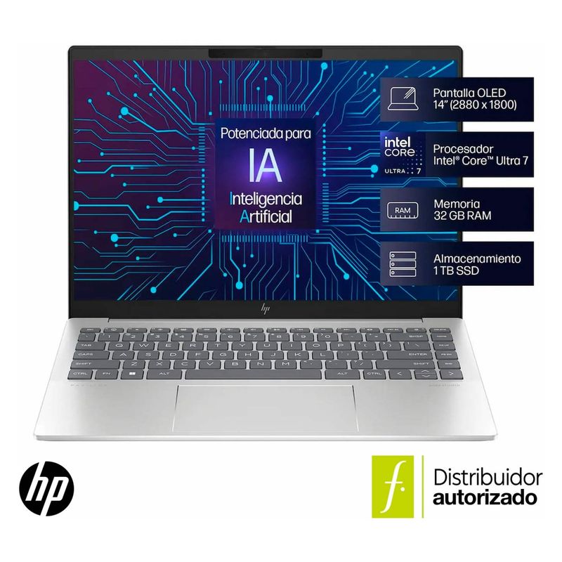 HP - Portátil HP Pavilion Plus | Intel® Core¿ Ultra 7 | 32GB RAM | 1TB SSD Almacenamiento| Windows 11 | 14 pulgadas | 14-ew1002la | Computador portátil