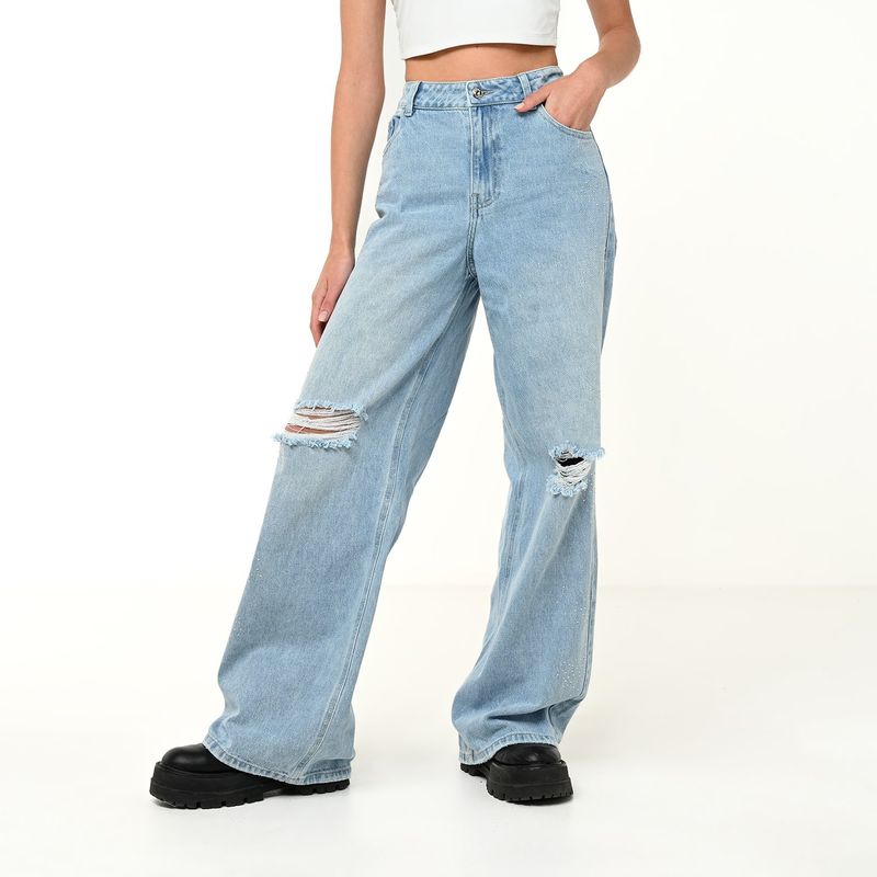 SYBILLA - Jean Wide Leg Mujer Tiro medio Sybilla