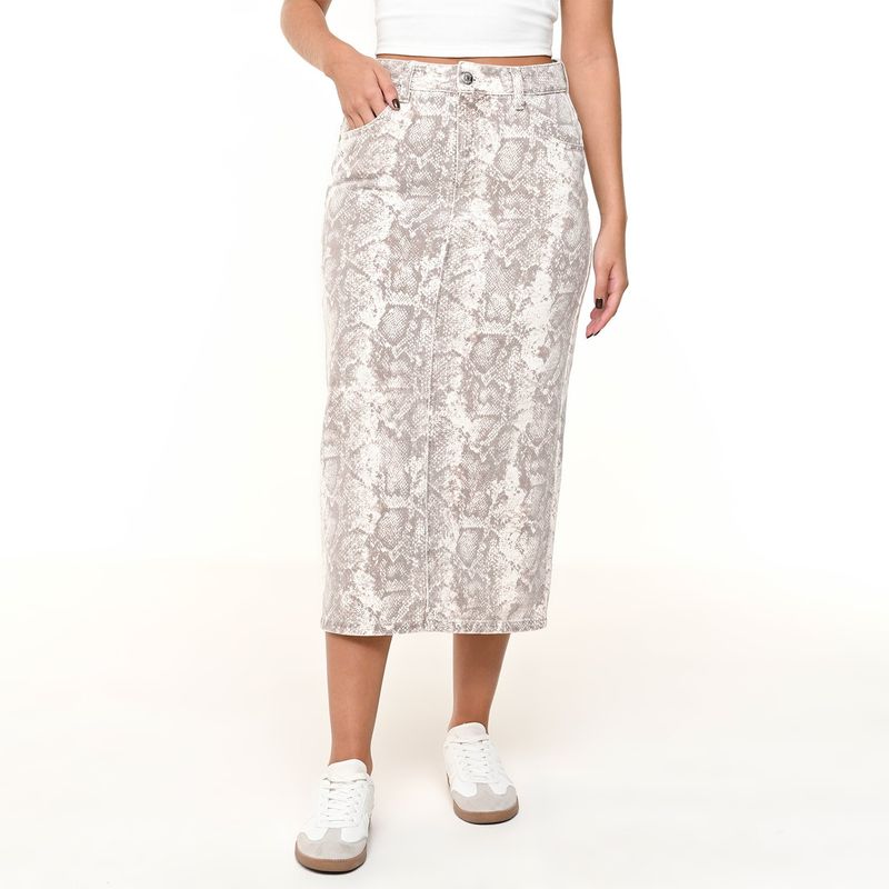 SYBILLA - Falda Midi Mujer Animal print de Algodón Sybilla
