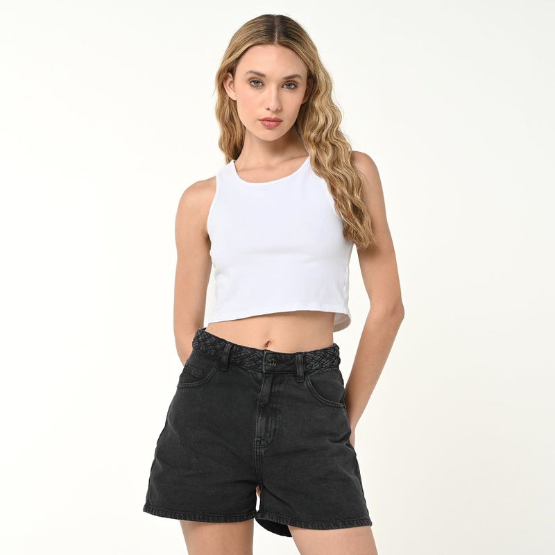 SYBILLA - Short Mujer Tiro medio de Algodón Sybilla