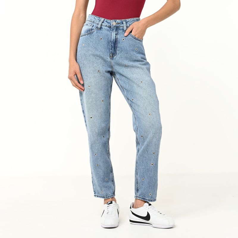SYBILLA - Jean Mom Fit Mujer Tiro medio Sybilla