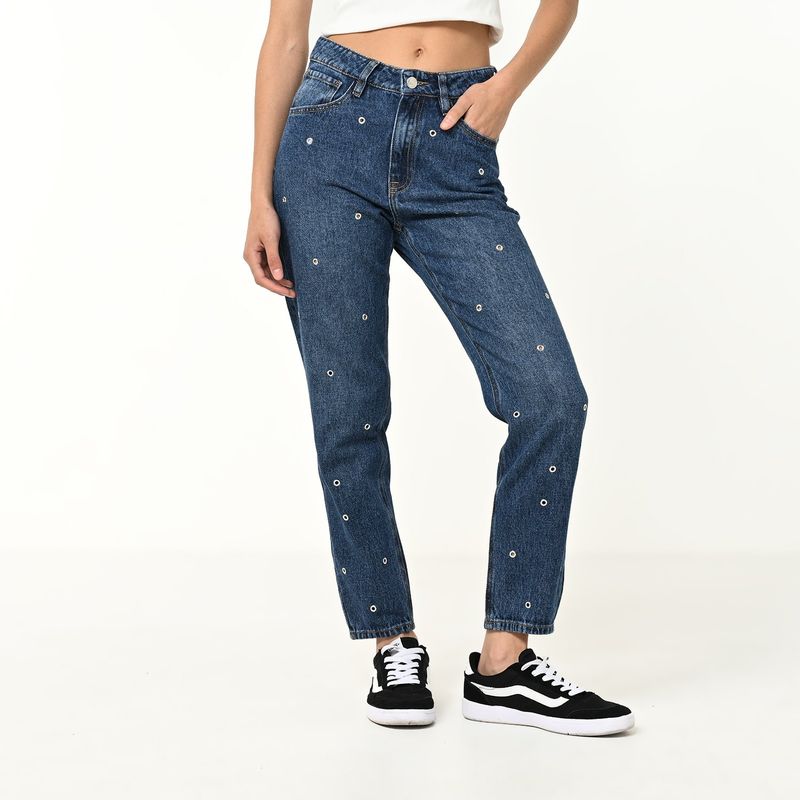 SYBILLA - Jean Mom Fit Mujer Tiro medio Sybilla