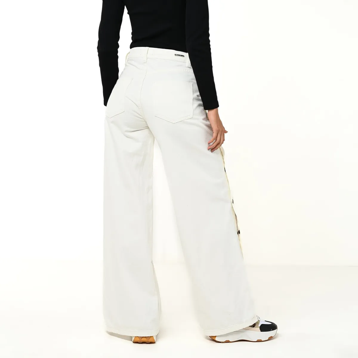 MOSSIMO - Jean Wide Leg Mujer Tiro medio de Algodón Mossimo