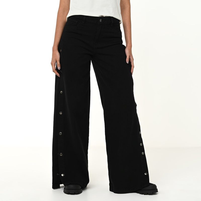MOSSIMO - Jean Wide Leg Mujer Tiro medio de Algodón Mossimo