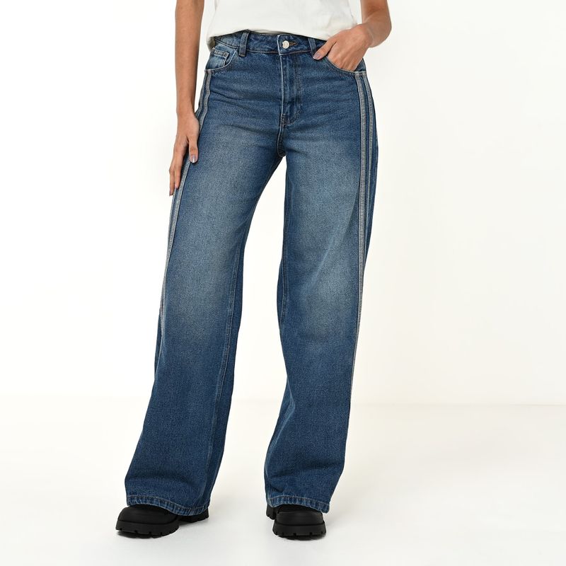 MOSSIMO - Jean Wide Leg Mujer Tiro medio de Algodón Mossimo