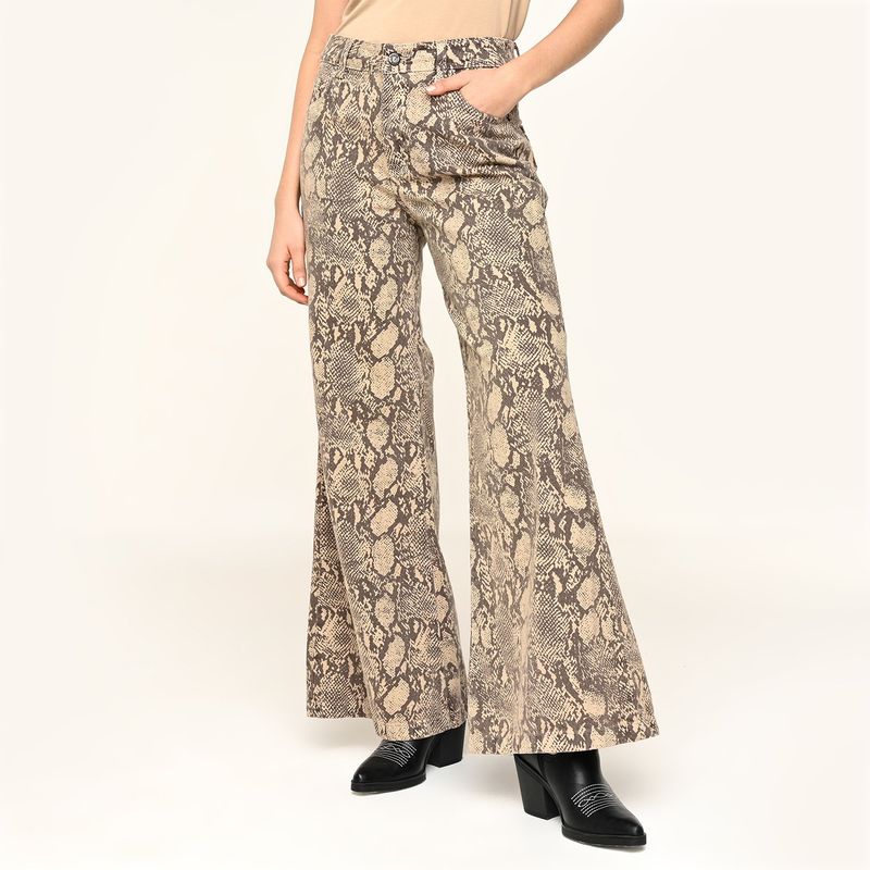 MOSSIMO - Jean Flare Mujer Tiro medio Animal print Mossimo