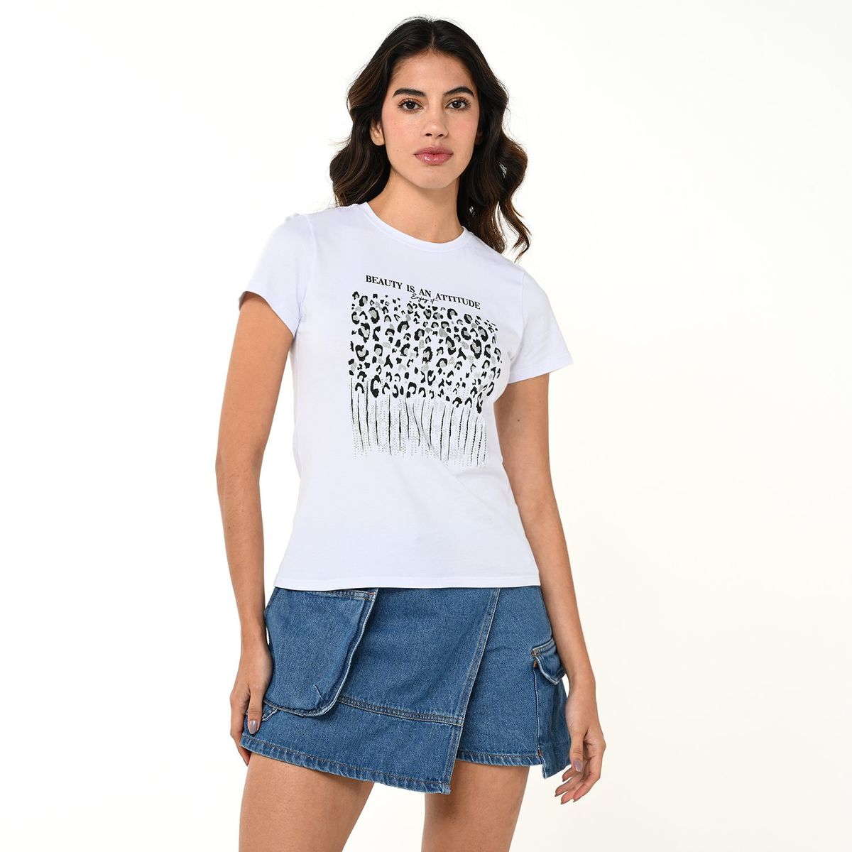 MOSSIMO - Camiseta Mujer con Estampado Manga corta de Algodón Mossimo