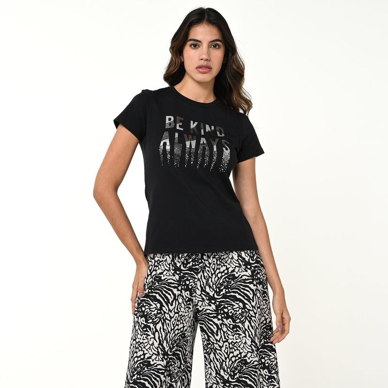MOSSIMO - Camiseta Mujer con Estampado Manga corta de Algodón Mossimo