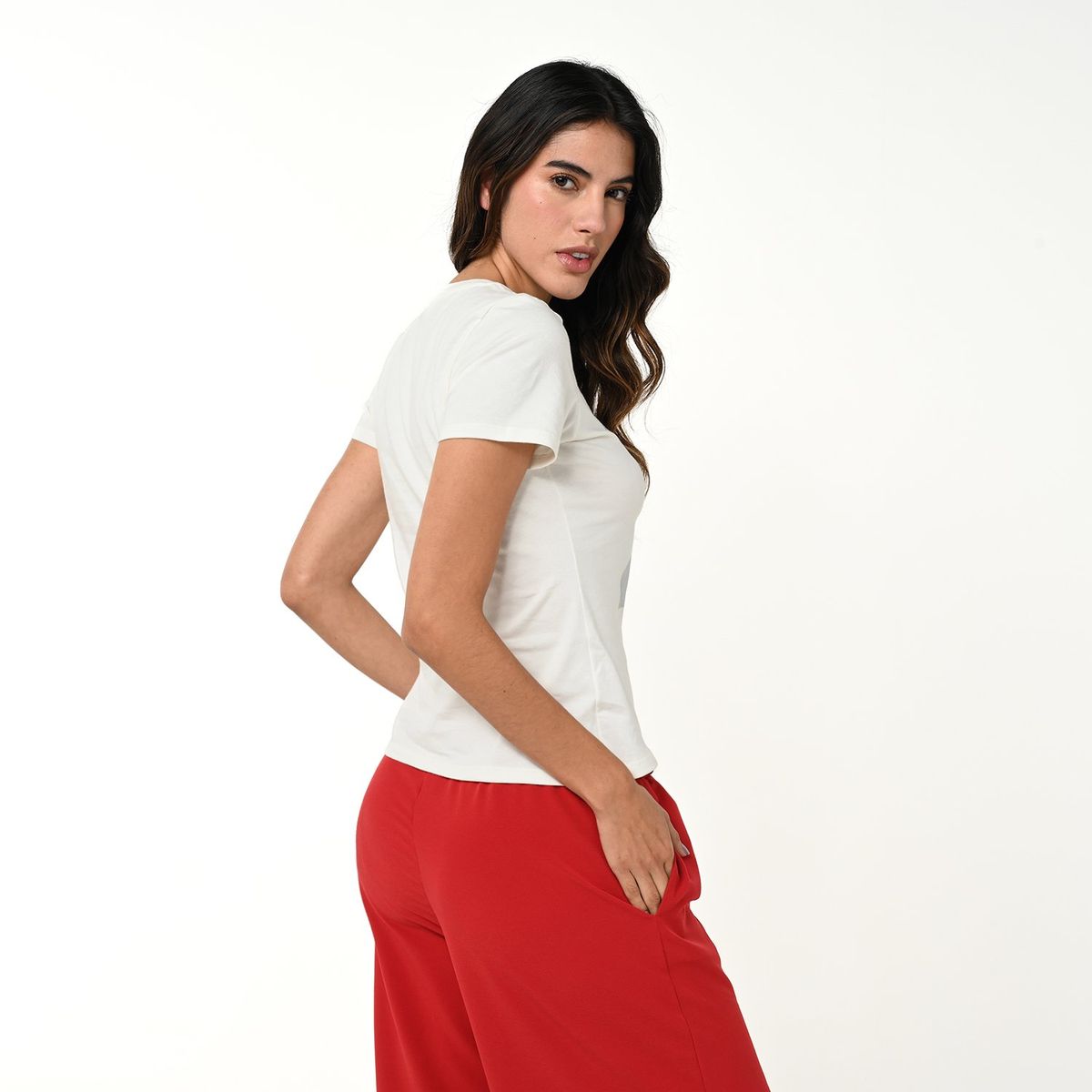 MOSSIMO - Camiseta Mujer con Estampado Manga corta de Algodón Mossimo