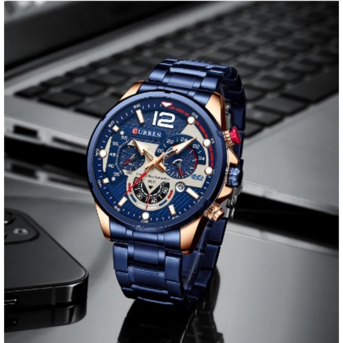 CURREN - Reloj Curren para Hombre KRED332120 . Reloj Análogo Acero inoxidable Azul