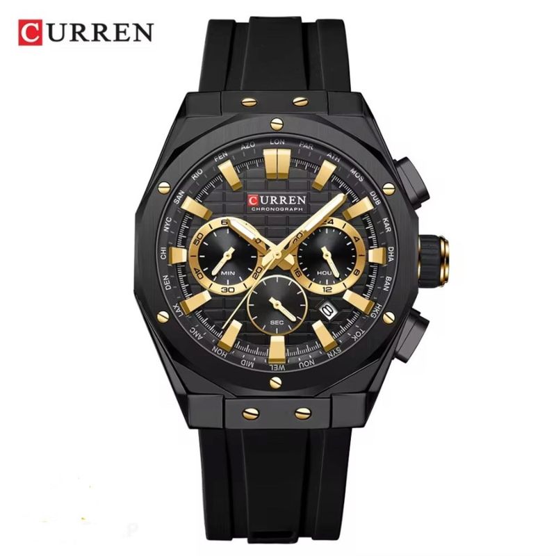 CURREN - Reloj Curren para Hombre KREe1203 . Reloj Análogo Silicona Negro