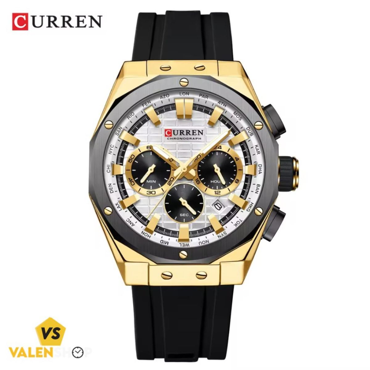 CURREN - Reloj Curren para Hombre KREe1204 . Reloj Análogo Silicona Negro