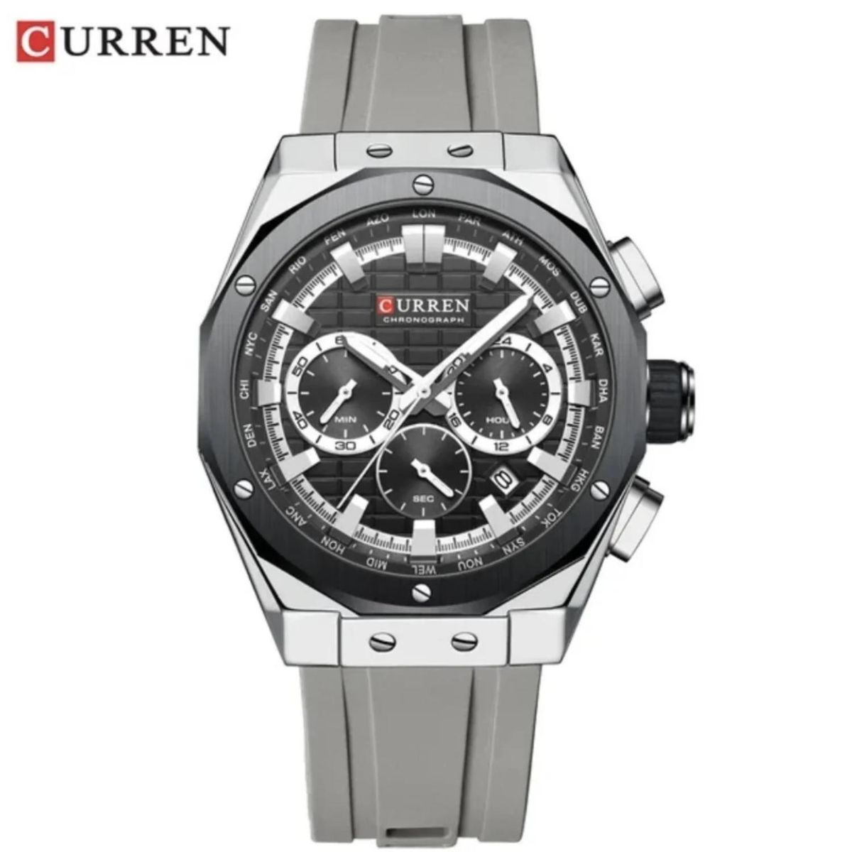 CURREN - Reloj Curren para Hombre KREe1205 . Reloj Análogo Silicona Gris