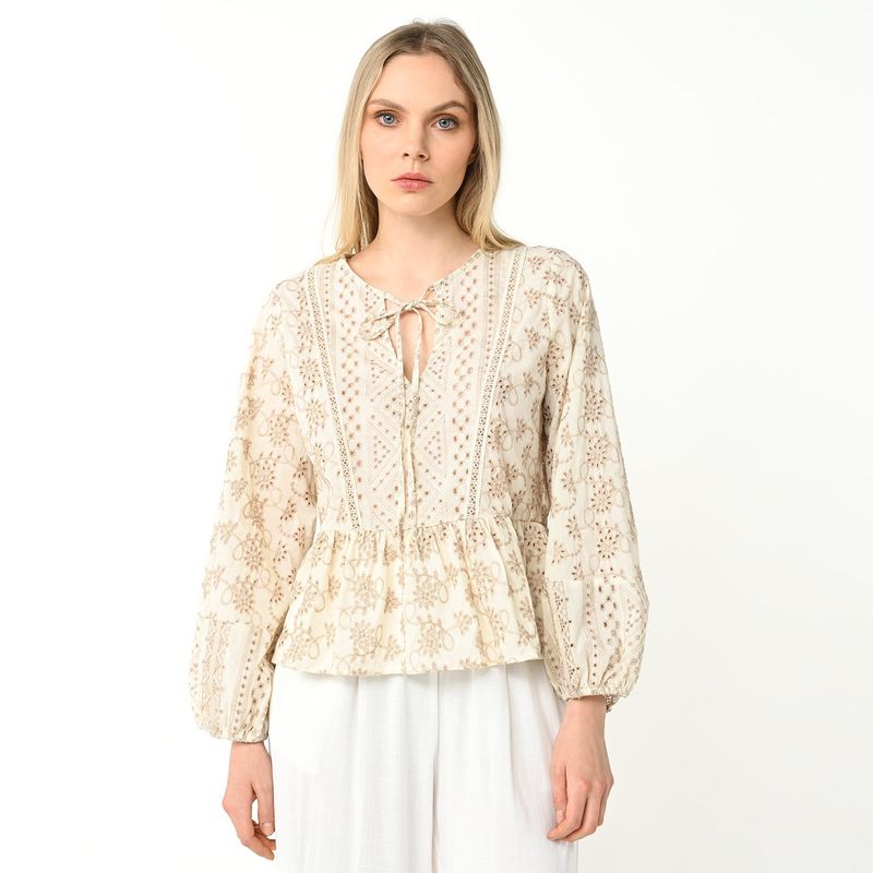 BASEMENT - Blusa Mujer Manga larga de Algodón Basement