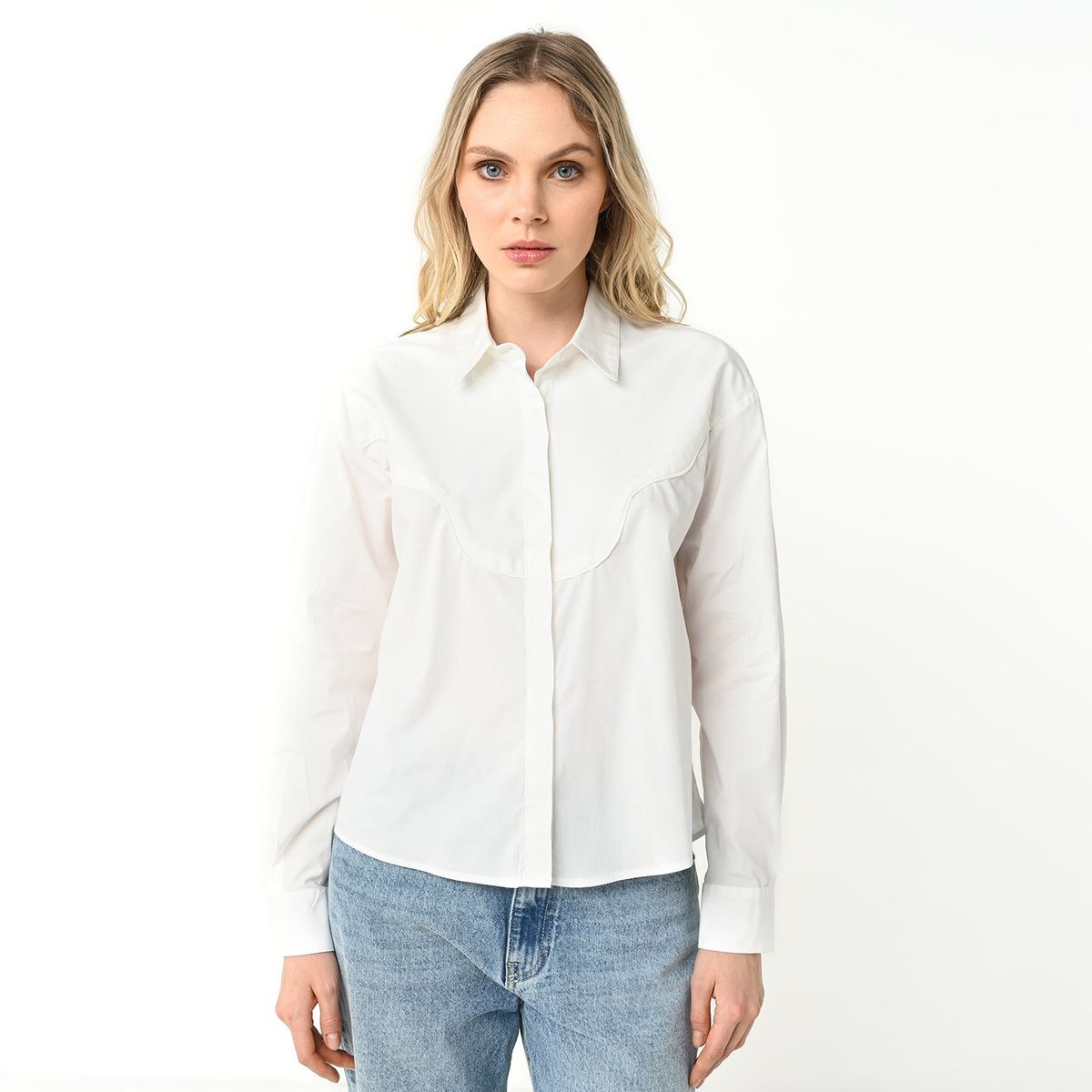 BASEMENT - Camisa Mujer Manga larga de Algodón Basement