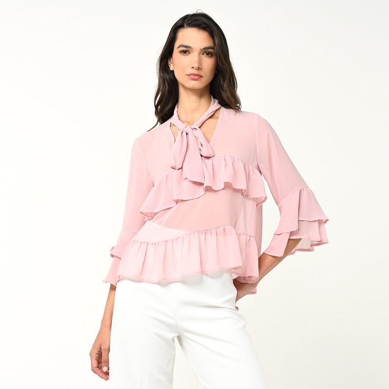 BASEMENT - Blusa Mujer Manga 3/4 de Algodón Basement