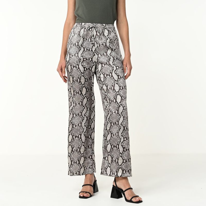 BASEMENT - Pantalón Wide Leg Mujer Tiro alto con Estampado Basement