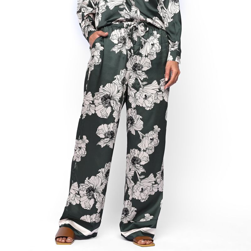 BASEMENT - Pantalón Wide Leg Mujer Tiro alto con Estampado Basement