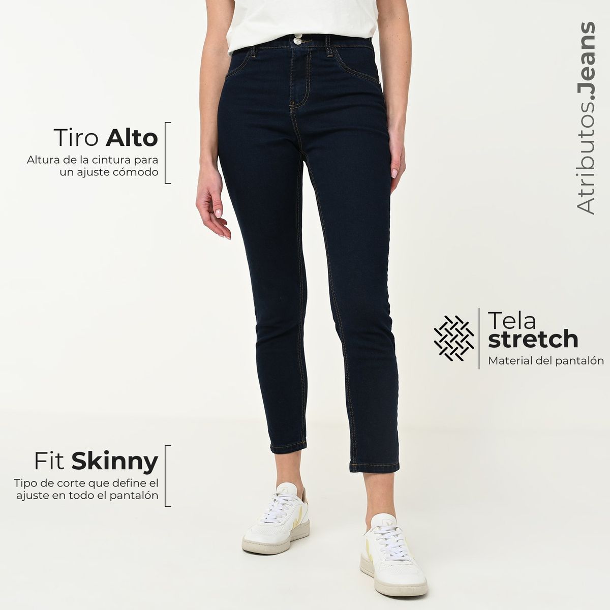NEWPORT - Jean Skinny Mujer Tiro alto de Algodón Newport