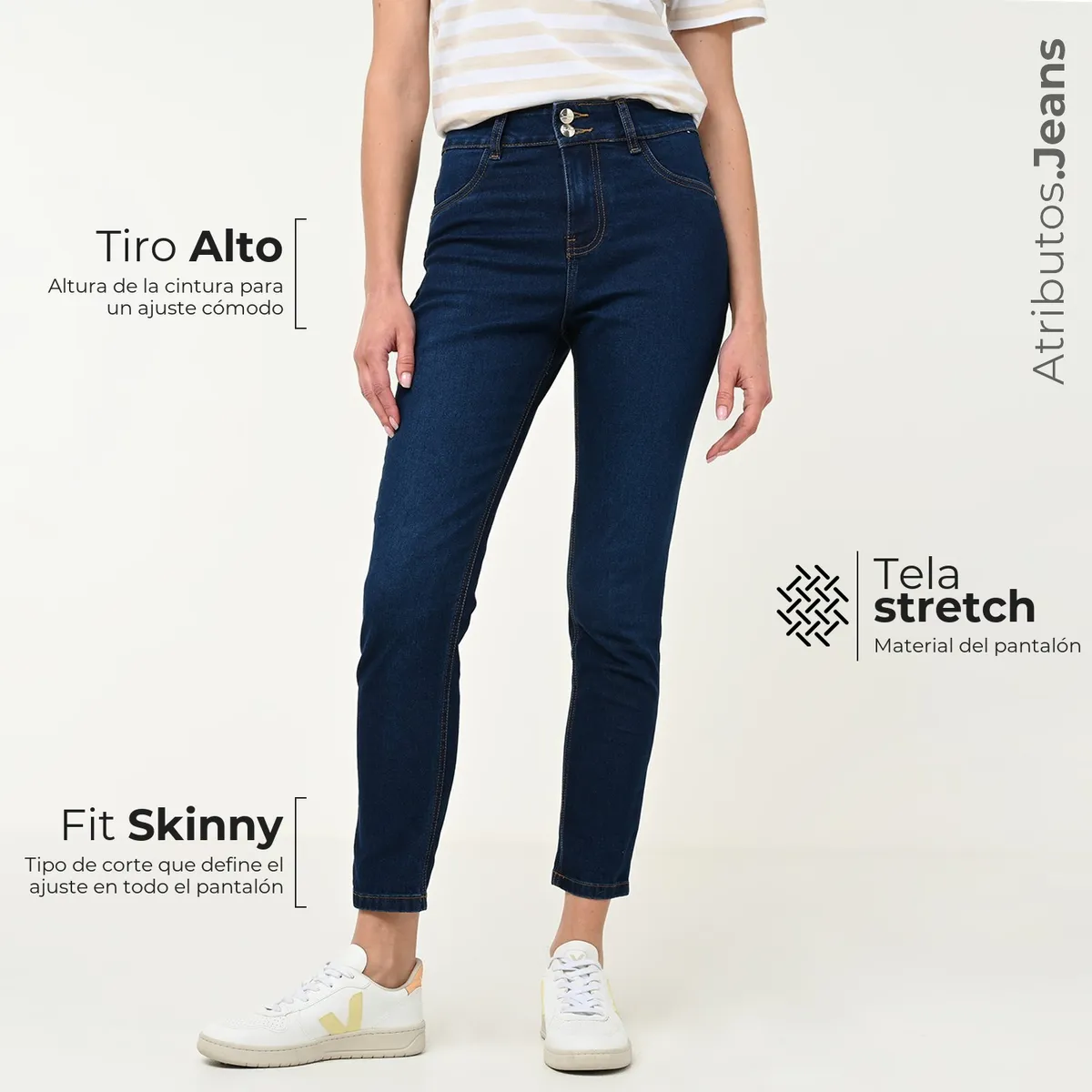 NEWPORT - Jean Skinny Mujer Tiro alto de Algodón Newport