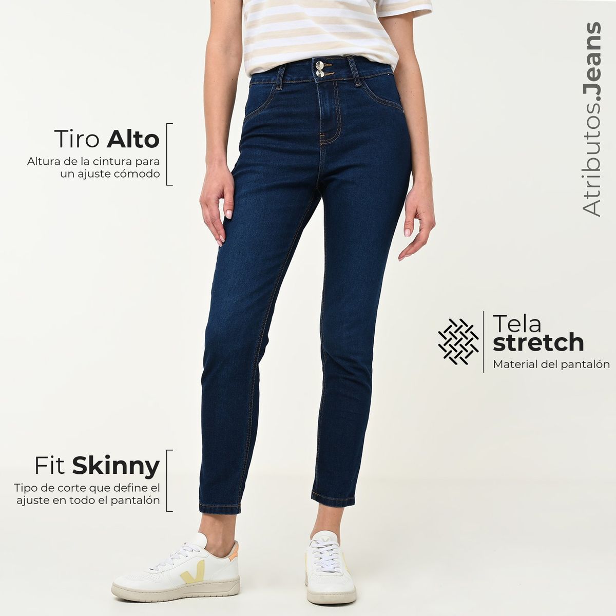 NEWPORT - Jean Skinny Mujer Tiro alto de Algodón Newport